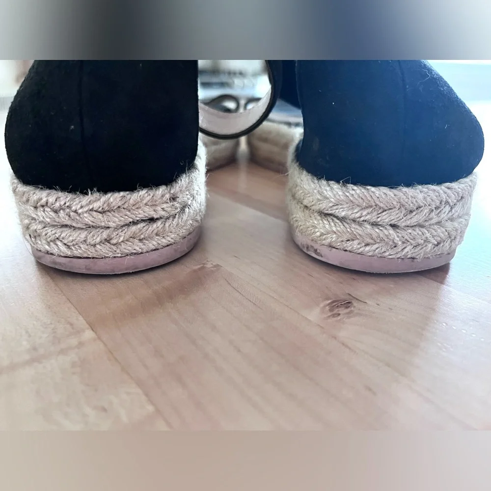 Gianvito Rossi Portofino Black Espadrille Wedge, Sz 36.5